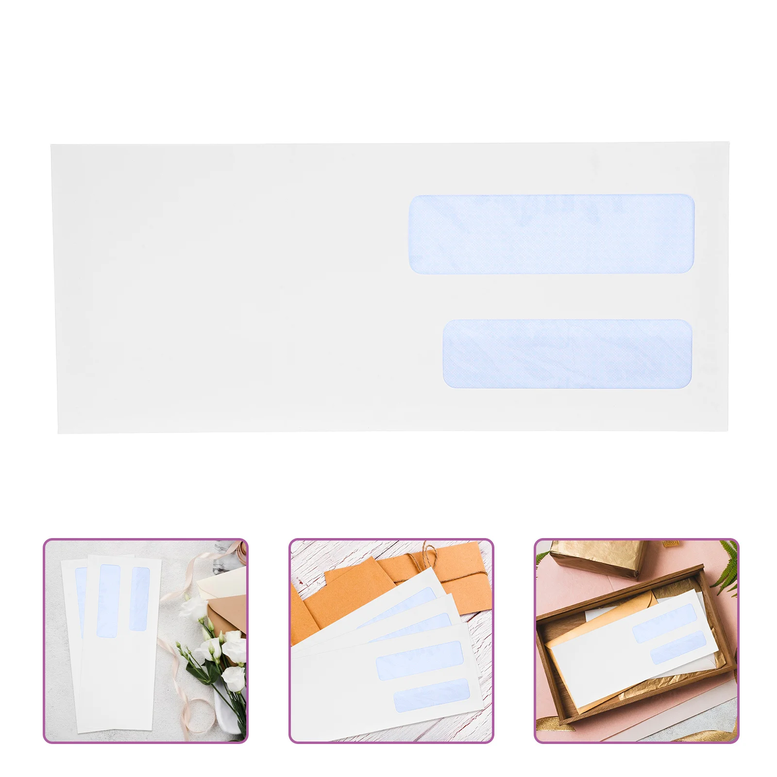 100 Stuks Zakelijke Veiligheid Enveloppen Flip Self Seal Dubbele Raam Mailers Voor Controles Facturen Document Mailing Venster Enveloppen