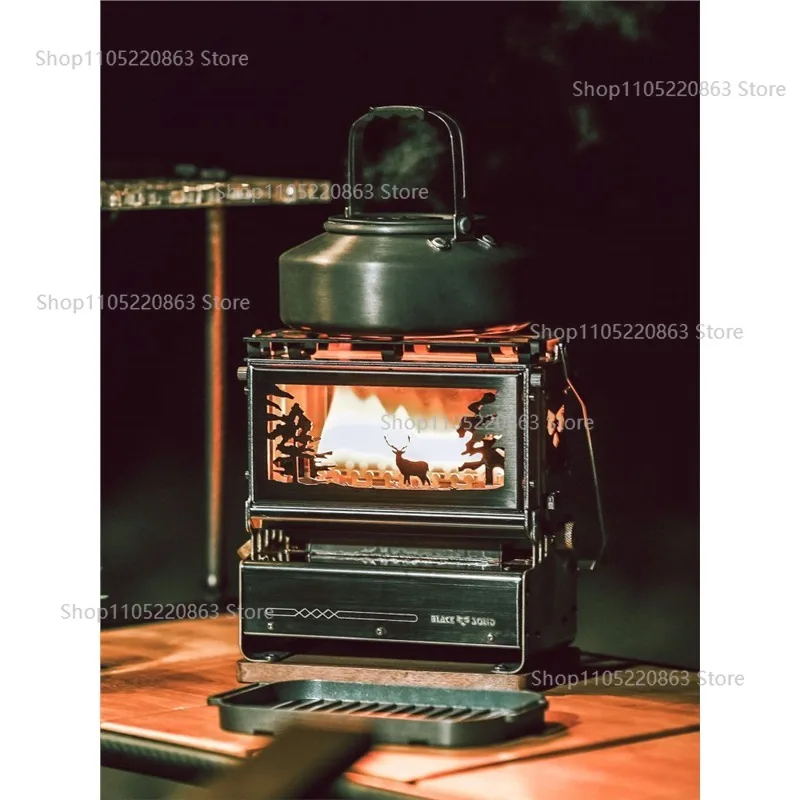 Outdoor lighting, fire watching, outdoor, stove heating, tea cooking