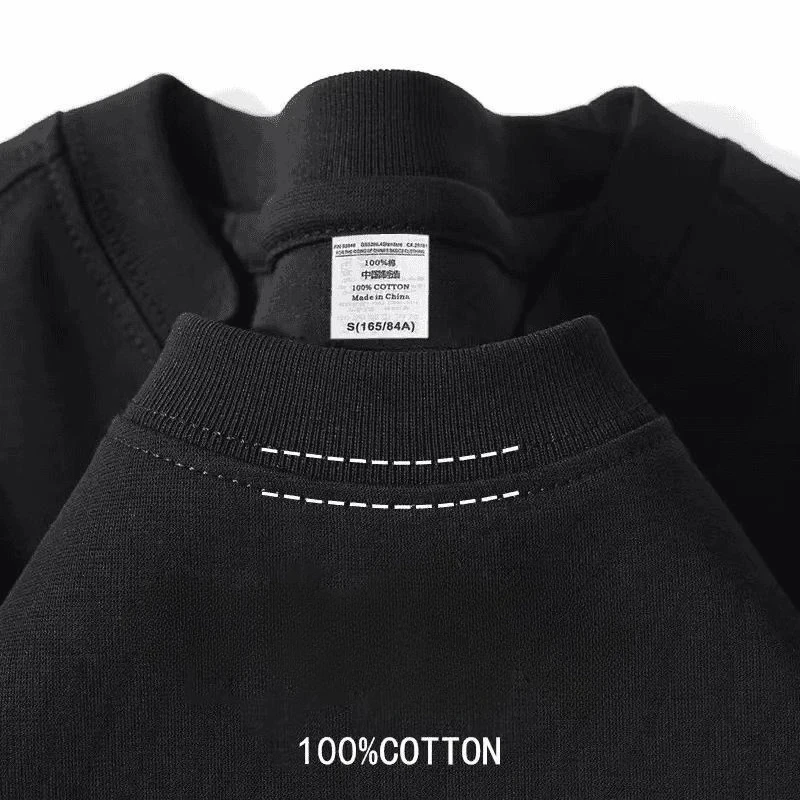 Cotton Men's T Shirts  Short Sleeved Heavyweight Summer Round Neck Loose Breathable Shirt for Men Women Basic Tee