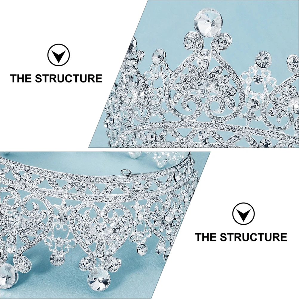 

Retro Crown Bride Wedding Accessories Engagement Retro Crown Headdress Party Rhinestone Decor Durable Lightweight Noticed