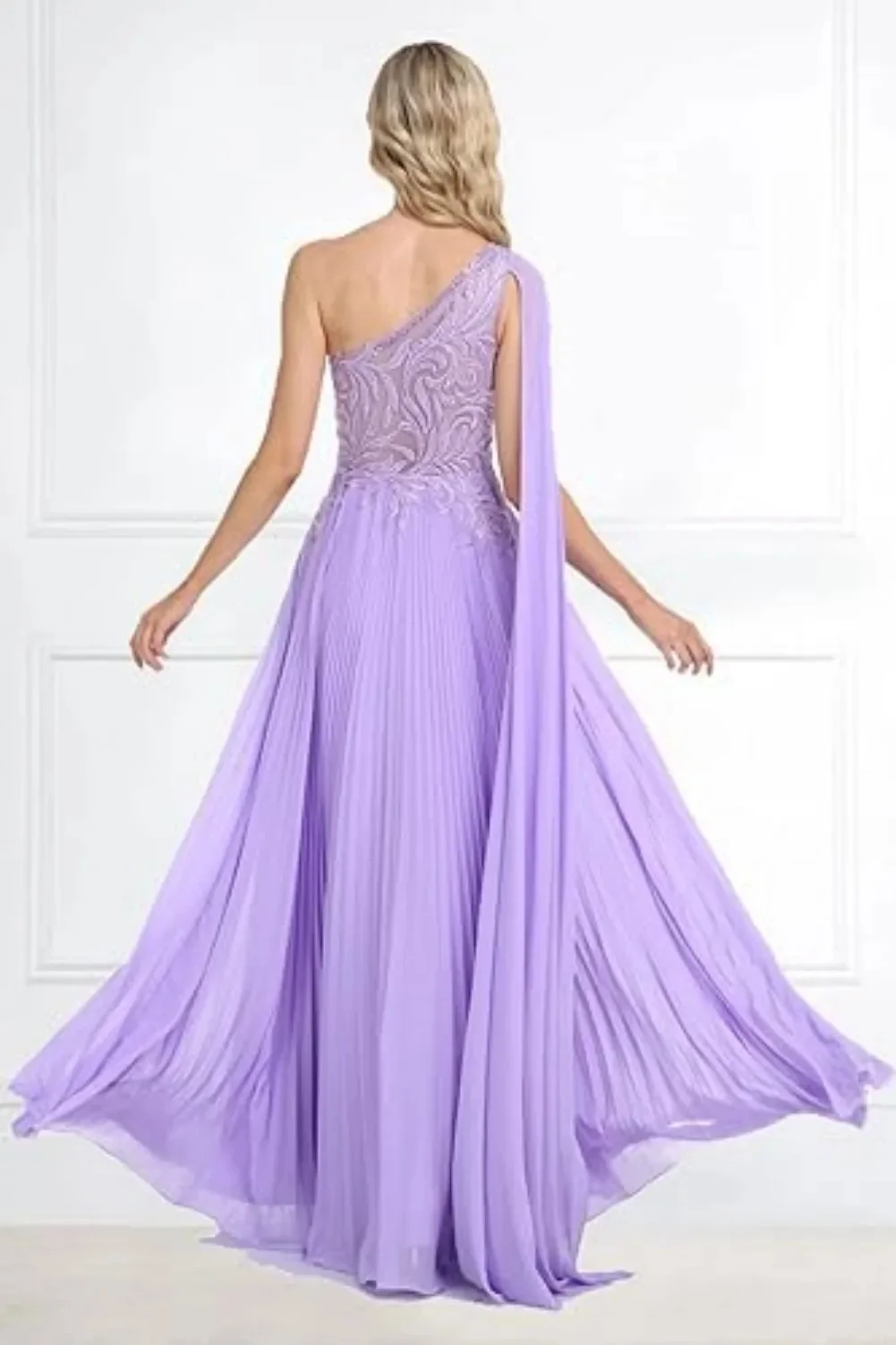 Vestidos de un hombro para madre de la novia, apliques de encaje, vestidos largos de fiesta, vestidos de baile de gasa, vestido Formal de línea A fruncido para mujer