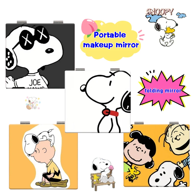 Snoopy student portable makeup mirror high-value creative personalized folding makeup mirror cartoon cute hand-held small mirror