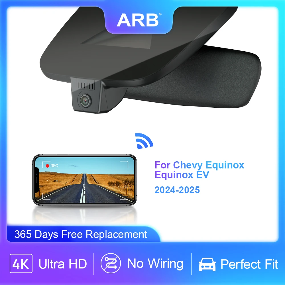 Para cámara de coche Chevrolet Equinox y Equinox EV 2024-2025 4K, grabadora de vídeo ARB OEM Look con conexión WIFI y sensor G