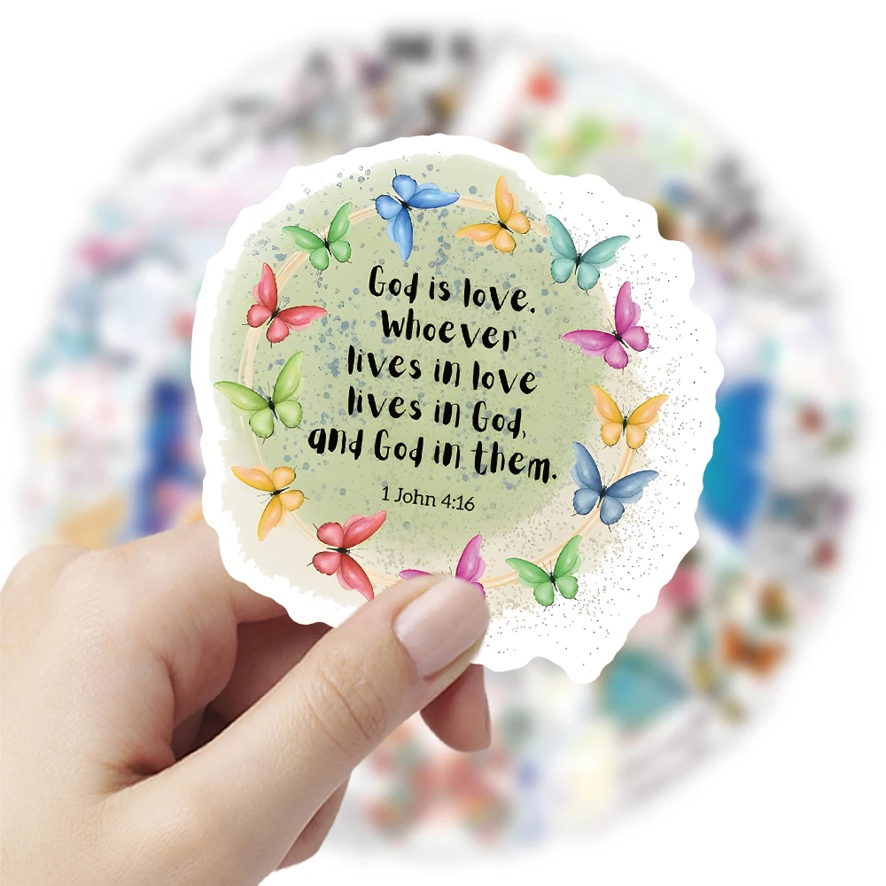 10/30/54pcs Butterfly Bible Phrase Cartoon Stickers Religious Christian Decals Scrapbook Luggage Phone Aesthetic Sticker