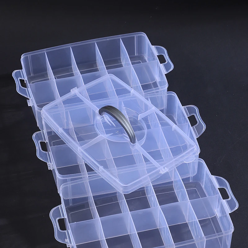 3 Layer Stackable Clear Plastic Jewelry Beads Box Organizer Storage Case Container With Adjustable Dividers 30 Grids