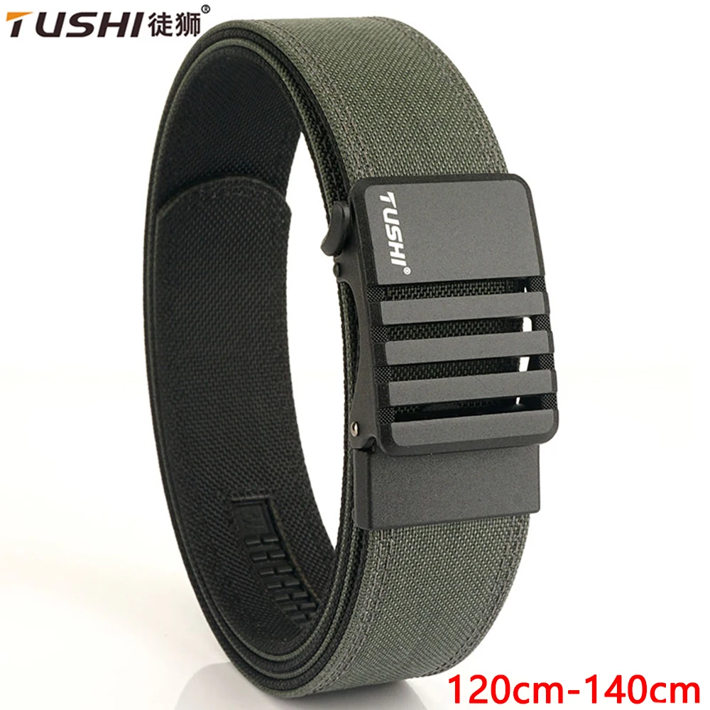 

TUSHI 1100D Nylon Hard 140cm Tactical Belt for Men Metal Automatic Buckle IPSC Gun Belt Military Belt Outdoor Sports Girdle Male