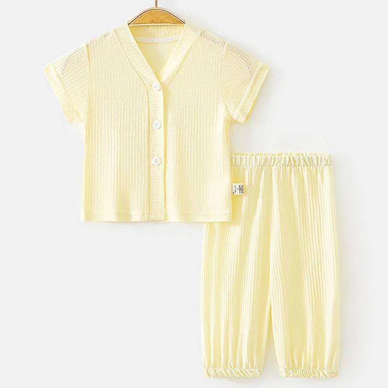 

2Piece Sets Summer Baby Girl Clothes Korean Casual Cute V-neck Solid Long Sleeve Cotton Tops+Pants Boutique Kids Clothing B010