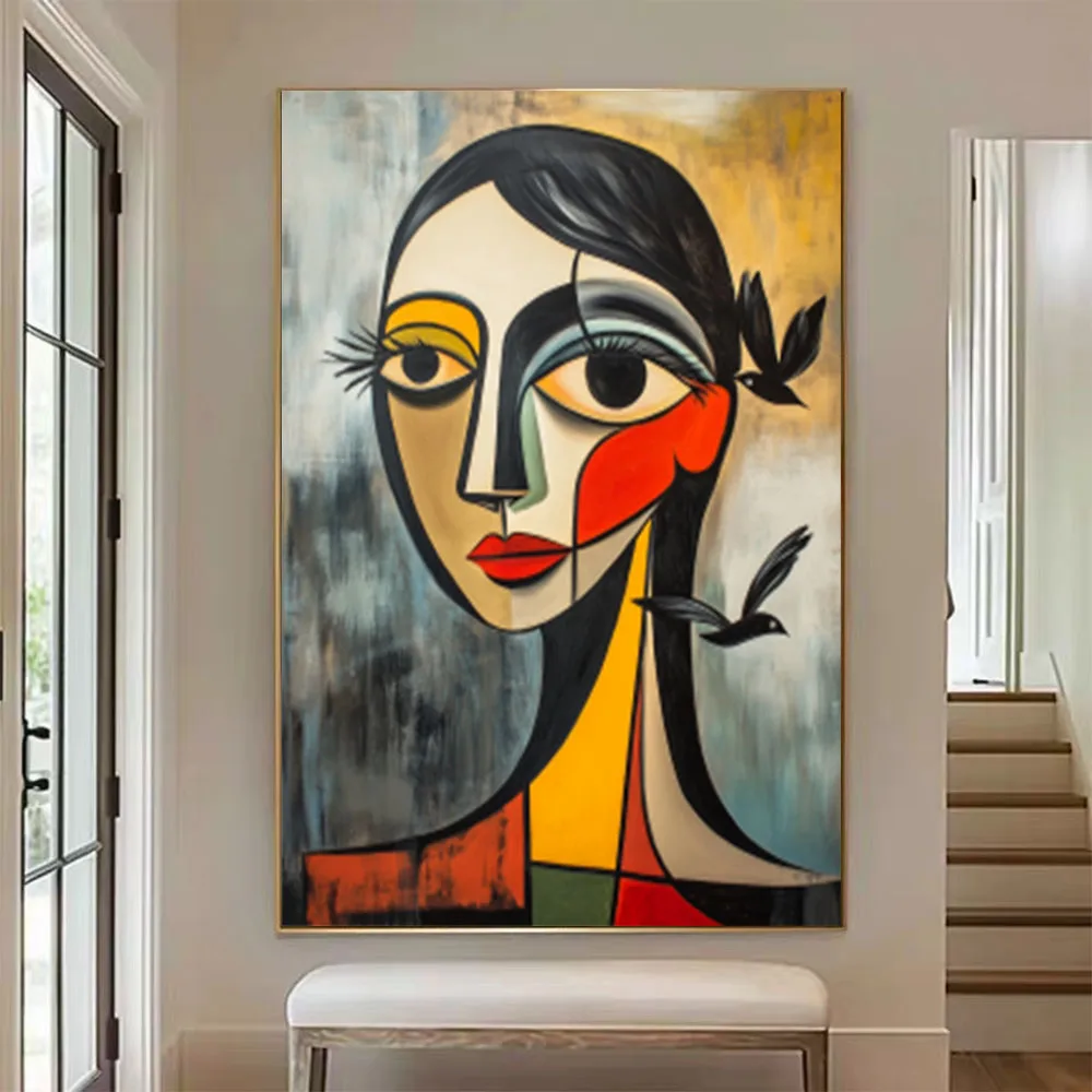 

Modern Bohemian Girl Pattern Abstract Figure Oil Painting On Canvas Hand-Painted Wall Art For Living Room Decor Picture Mural