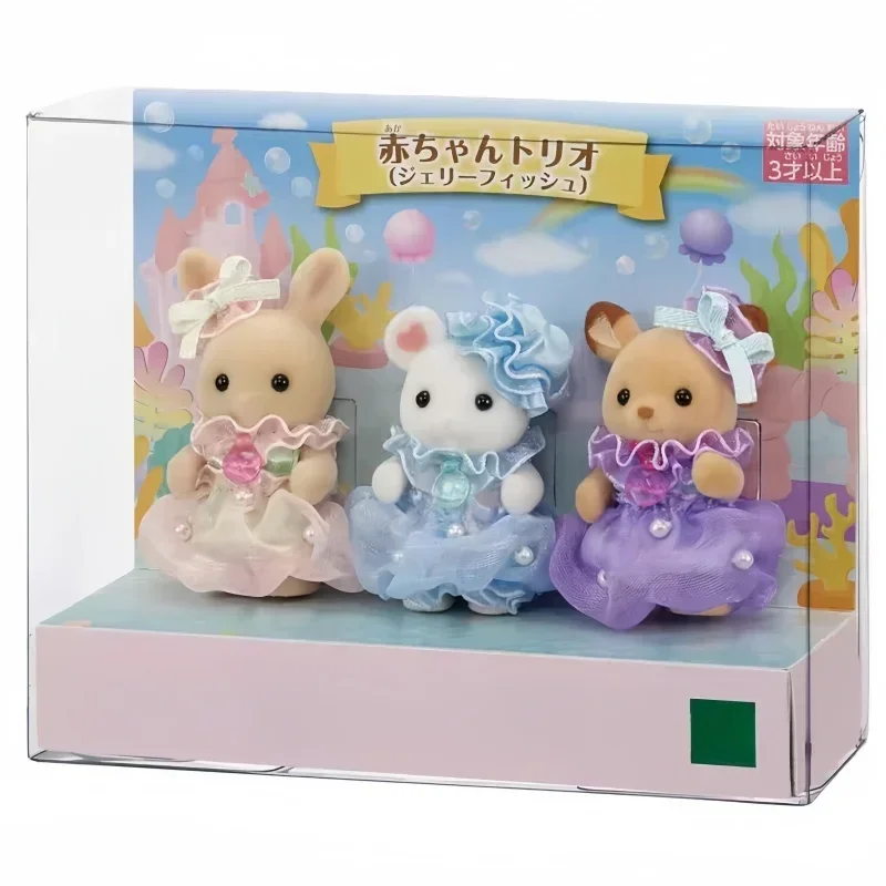 

Jp Limited Original Sylvanian Families Anime Fairy Tale Series Lace Set Dressing Three Person Toy Doll Desktop Decoration Gifts