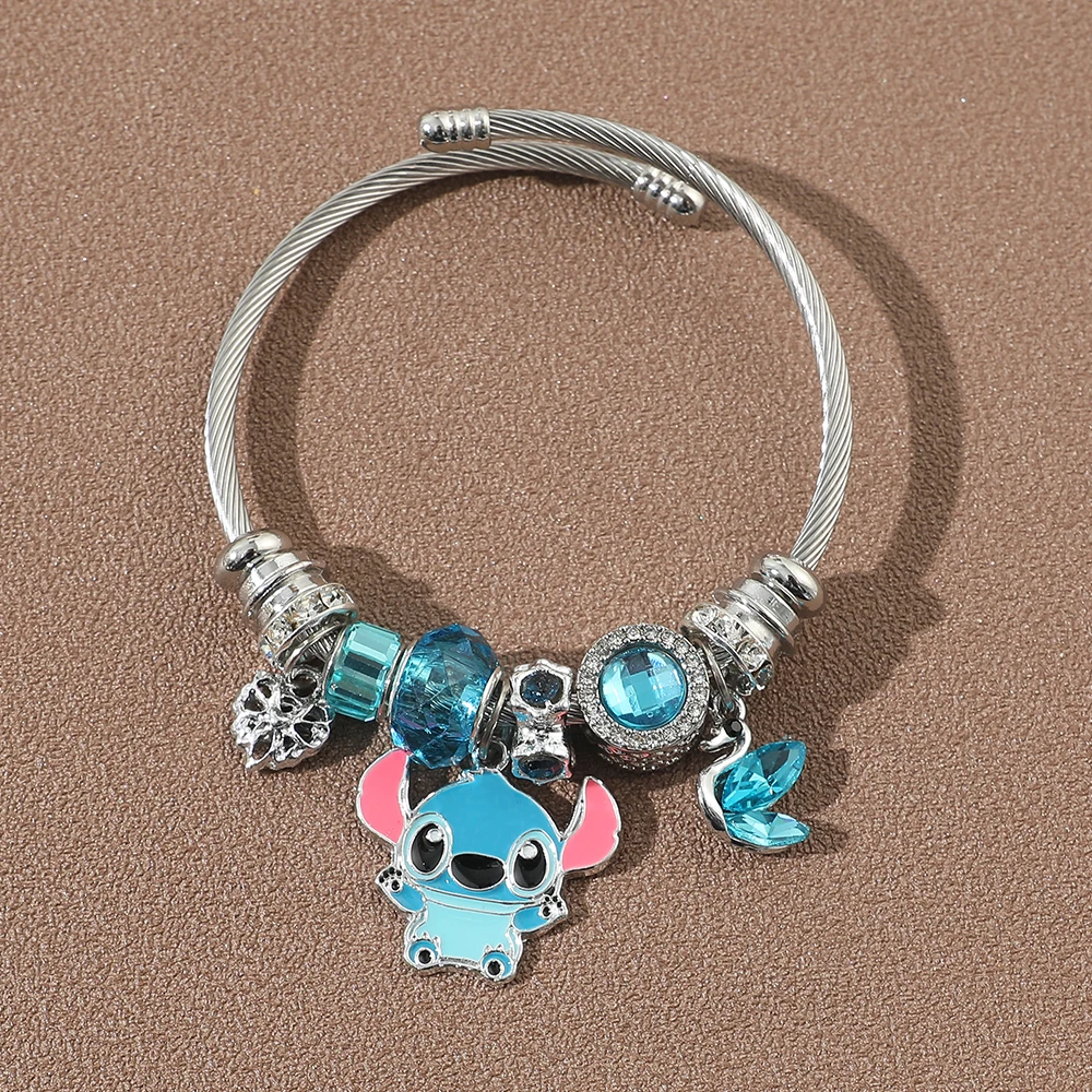 1PC New Product Disney Lucky Series Cute Q Meng Stitch Stitch Love Pendant DIY Beaded Versatile Bracelet