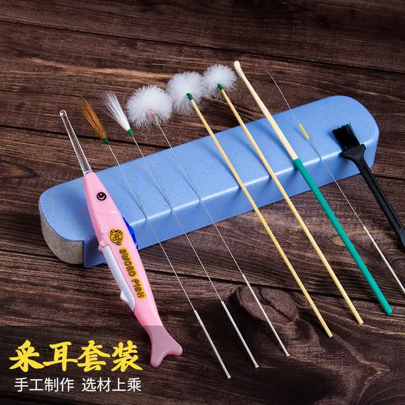 Ear picking tool, ear plucking, rplucking spoon, goose feather, chicken feather, ponytail stick,  set