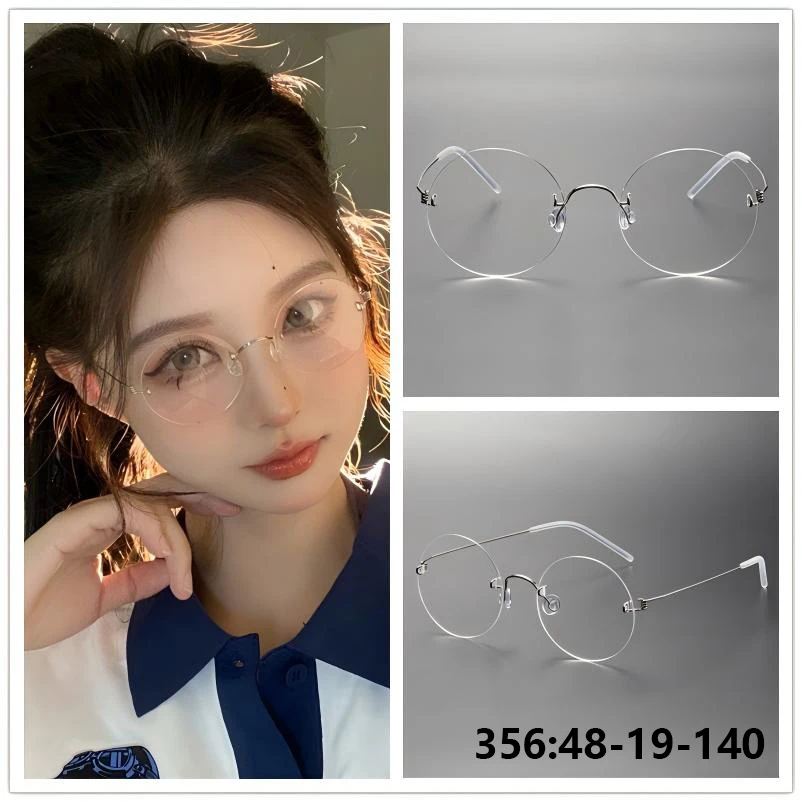 

Denmark Brand Round Rimless Women Glasses Frame Fashion 356 Ultralight Men Frame-less Eyeglasses No Screw Gold Wire Spectacles
