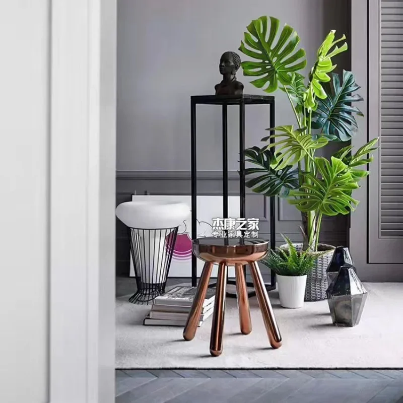 Modern simple black paint stand fashionable table marble decorative stand sculpture table pot stand flower
