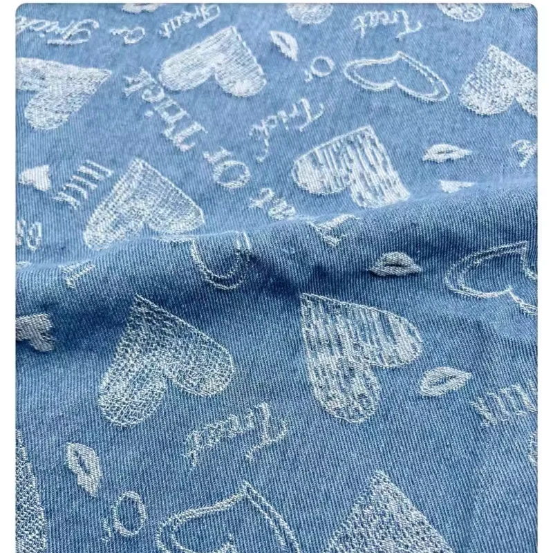 

Blue trendy denim fabric skirt pants jacket Spring and Autumn clothing luggage shoes hat handmade DIY fabric