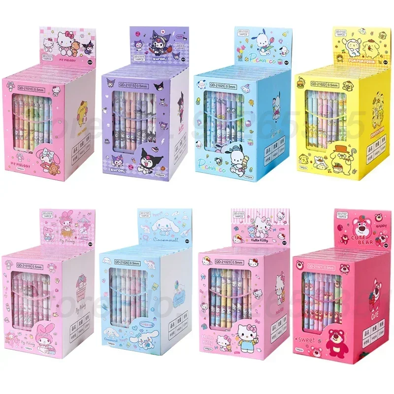 12 Uds Sanrio bolígrafo Neutral negro Hellokitty Melody Kuromi Cinnamoroll bolígrafo útiles escolares papelería al por mayor
