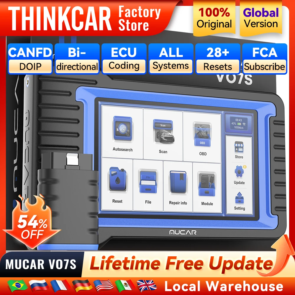 

MUCAR VO7 VO7S CANFD Профессиональные автомобильные диагностические инструменты 28, сброс автомобильного сканера Obd2, автоматическая диагностика, кодирование ЭБУ, двунаправленное