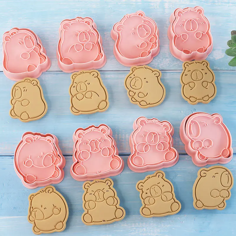 

Cartoon Bear Forest Animals Biscuit Mold 3D Hand Pressure 8Pcs Cookie Mold Dessert Fondant Cake Baking Decoration Kitchen Tools