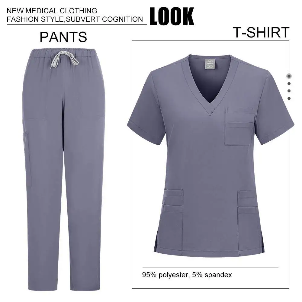 Scrubs Medizinische Uniformen Frau Krankenpflegeartikel Hochwertige Arbeitskleidung Unisex Einfache OP-Uniform Atmungsaktive Scrub-Sets