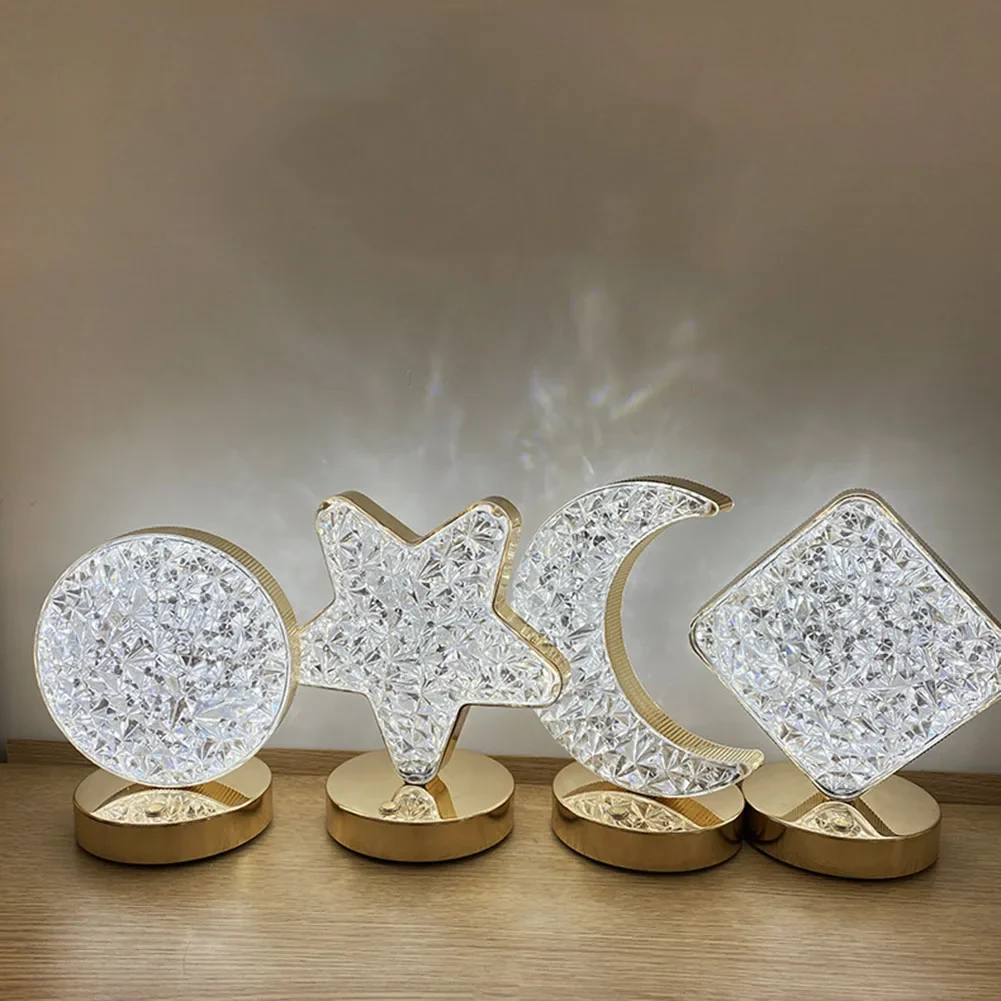 โคมไฟตั้งโต๊ะ LED อะคริลิคโคมไฟข้างเตียงควบคุมด้วยการสัมผัสหรี่แสงได้โคมไฟดวงจันทร์ไฟ LED กลางคืนรูปดาวตกแต่งบ้าน