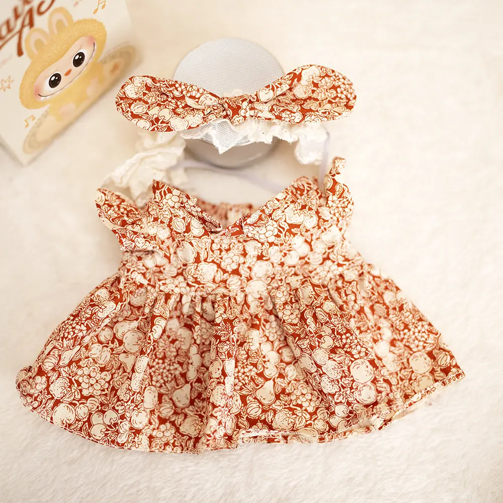 Mini Plush Doll'S Clothes Outfit Accessories For Cartoon Plush Toys Floral Dress Vest Hairband Clothing Gift