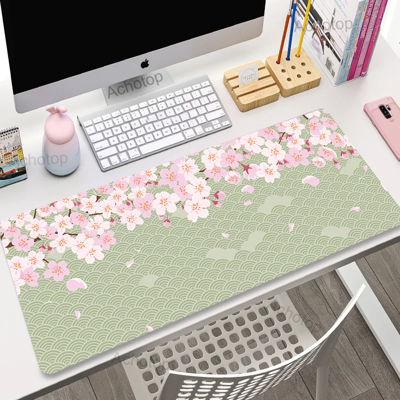 

Purple Flower Fuji Mousepads XXL Large Gaming Mousepad Gamer Keyboard Mats 100x50 Mouse Mat Sakura Desk Pad For Gift Mouse Pads