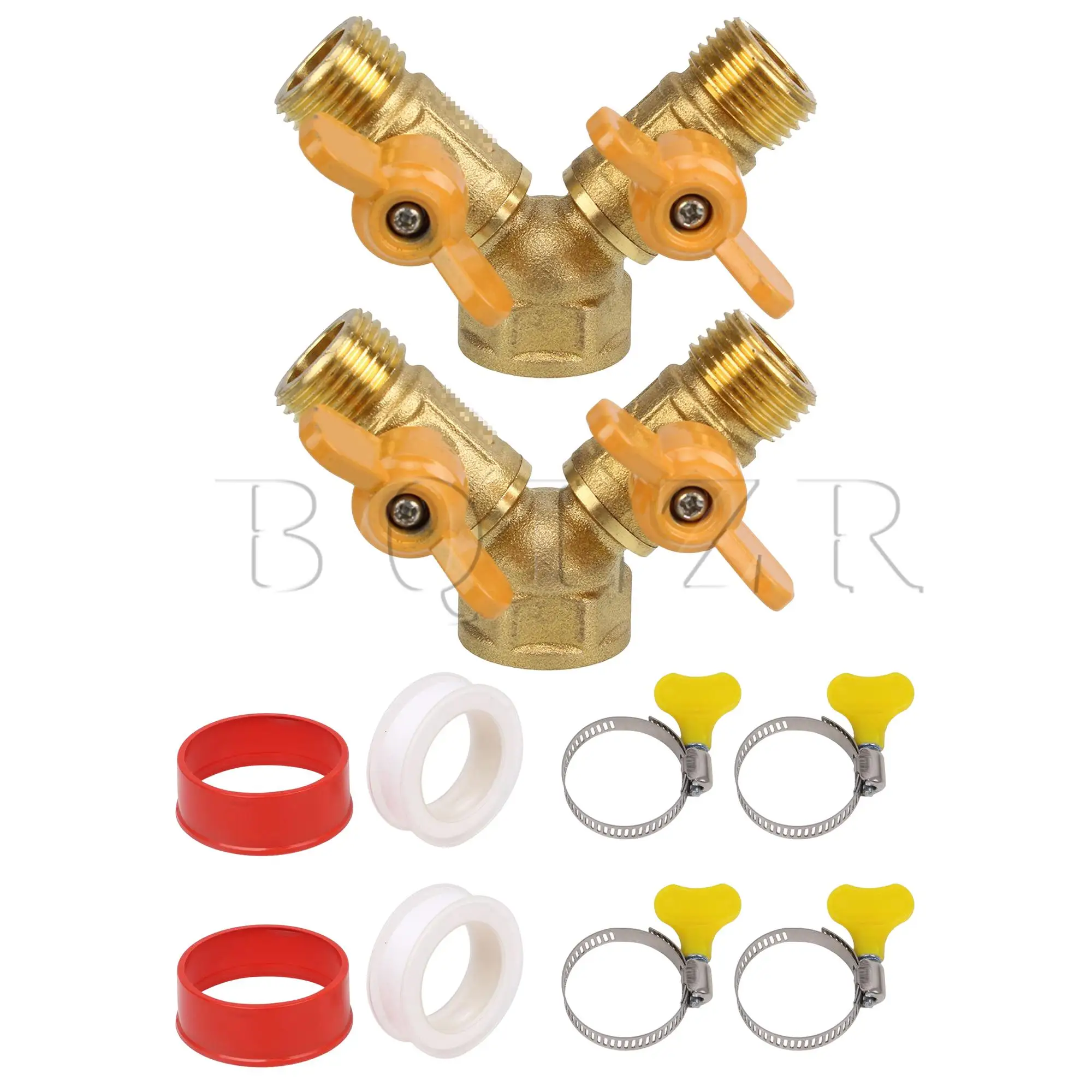 

BQLZR 2 Pcs 2 Switch Hose Barb Valve Brass Y Shaped 1/2"BSP with Sealing Tape