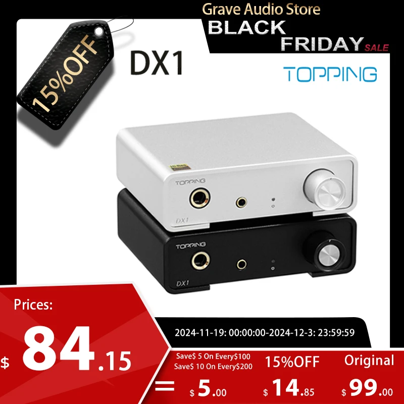 TOPPING DX1 Mini Decoder AK4493SEQ DAC Desktop Headphone Amplifier AMP Output Power 280mw x2 Suitable for High Sensitivity IEMS