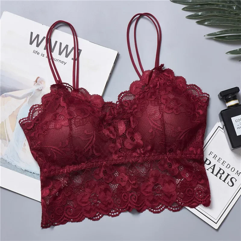 Lace Bras for Women Sexy Female Lingerie Brassiere Breathable Bralette Comfortable Underwear Push Up Wireless Solid Color