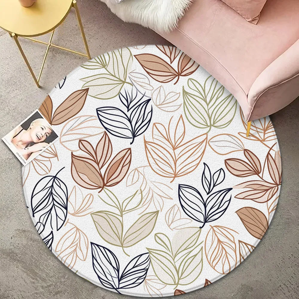 Vintage Botanical Floral Living Room Decorative Round Rugs Bedroom Rugs Home Rocking Chair Floor Mats Washable Leisure Rugs