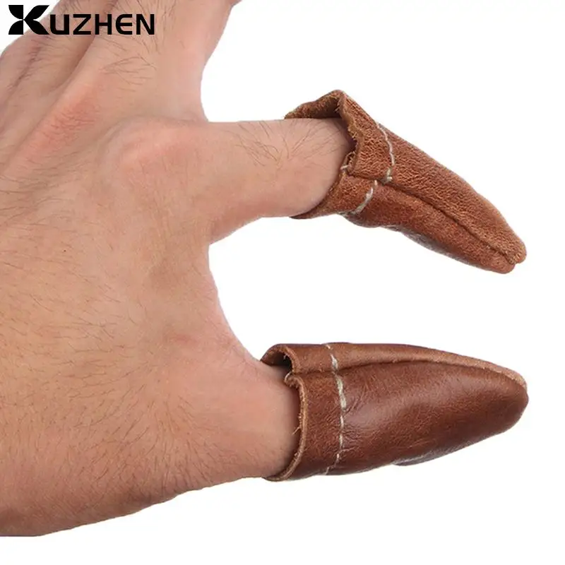 Cowhide Finger Cots Leather Finger Protectors Cowhide DIY Handmade Finger Cots Random Color Index Thimble Protector Sewing Tools