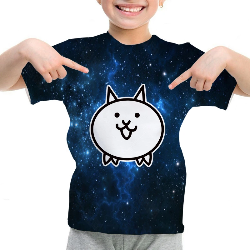 Children The Battle Cats T Shirt Kids Summer Short Sleeve Harajuku Tshirt Cartoon Game 3D T-shirt Boys Girl Casual Tops Camiseta