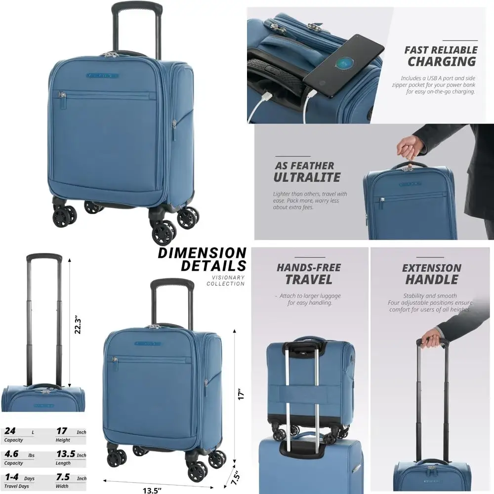 

Компактная ручная сумка для ручной клади Softside Spinner с колесами для воздушных путешествий и коротких поездок