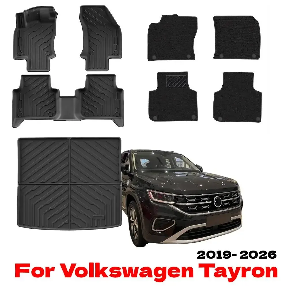 TPE Floor Mat For Volkswagen Tayron 2026-2019 Auto Interior Duty Waterproof Non-slip Carpets Protector Foot Tools For VW Tayron