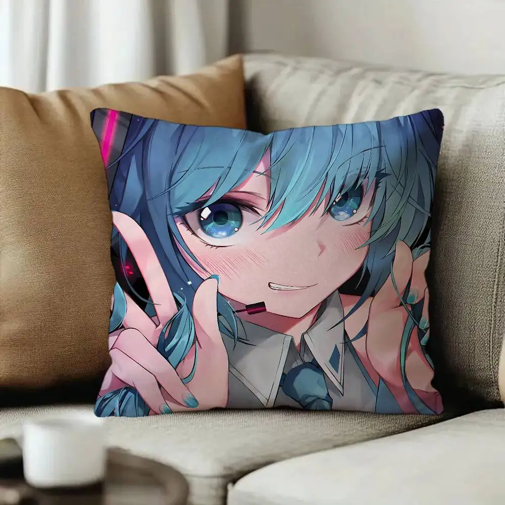 Amine H-Hatsunes-M-Miku girls Pillow Gift Home Office Decoration Bedroom Sofa Car Cushion Cover case 45x45