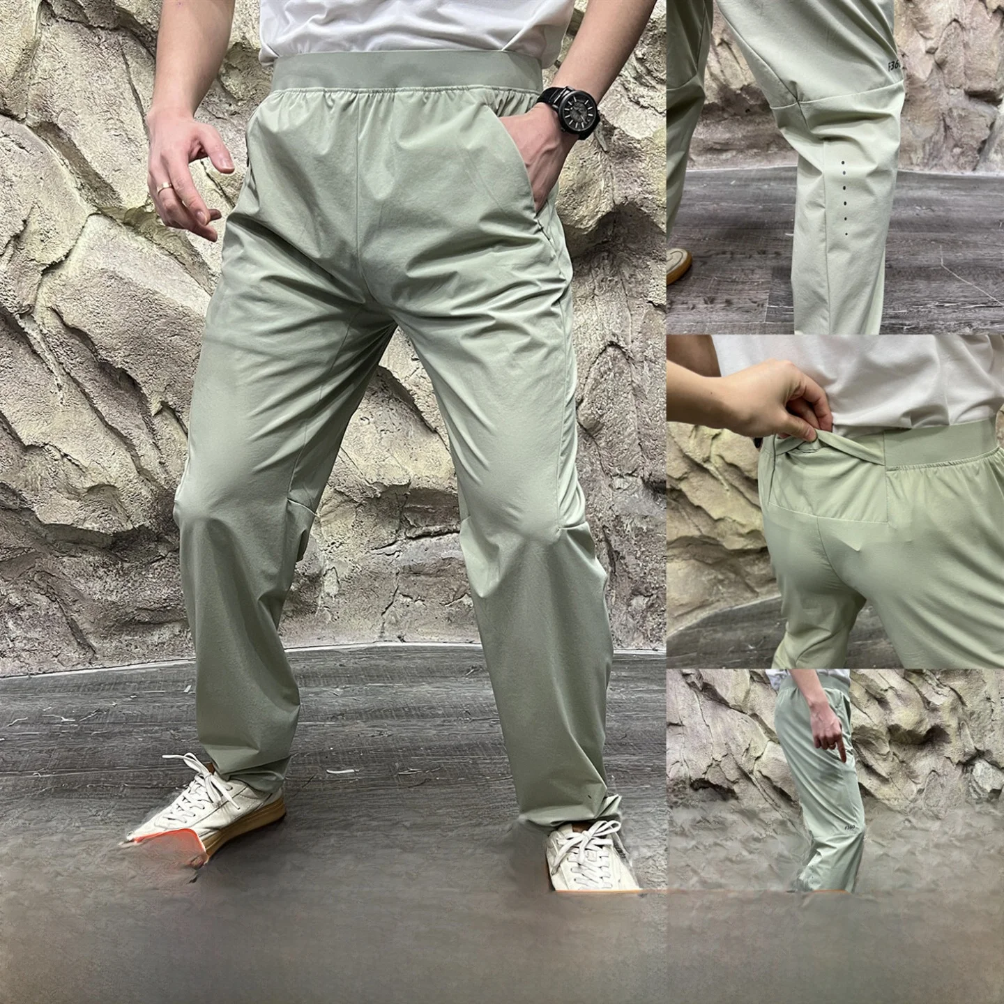 

High-End 3D Tailored Thin Breathable Qui-Dry Outdoor Casual Pants Loose Straight Leg ket Elastic Waist Summer Youth Faion