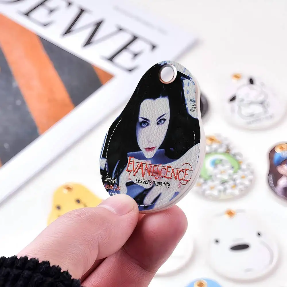 Evanescence Band 1PCS PU Leather Keychain Protective Case Door Lock Access Control Tags Card Bag Key Tag Ring