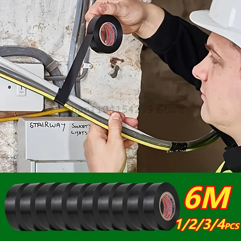 Schwarzes elektrisches Isolierband aus PVC, temperaturbeständig, selbstklebend, wasserdicht, zum Schutz von elektrischen Kabeln.