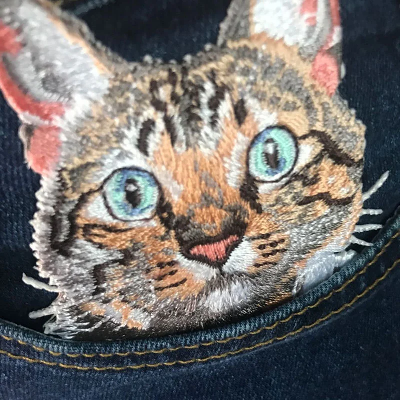 Pocket Cat Patch Applique ricamo cucire su Iron-On Parche Ropa Stickers Jeans fai da te strisce t-shirt adesivi Cute Animal Patch