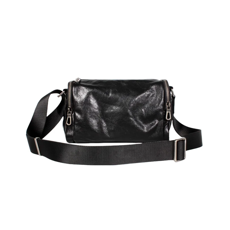 Genuine Leather Crossbody Bag for Men Fashion Side Bag Casual Large Capacity Messenger Shoulder Bags Zipper Sling Bag Cowhide