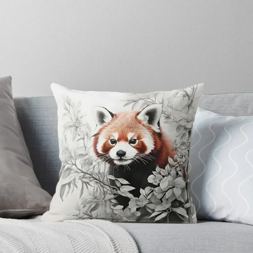 

Black and white Red Panda pencil drawing Throw Pillow Cushions Cover Couch Pillows pillow