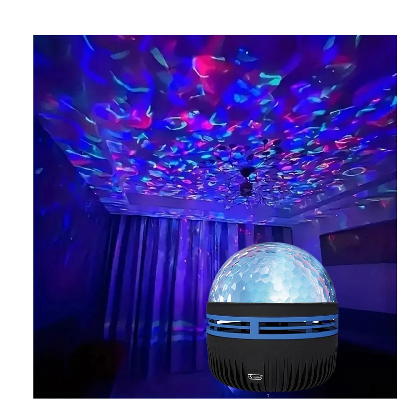 Water Ripple Remote-Controlled Aurora Starry Sky Projection Lamp, Colorful Nebula Ambience Light, Crystal Magic Ball Night Light