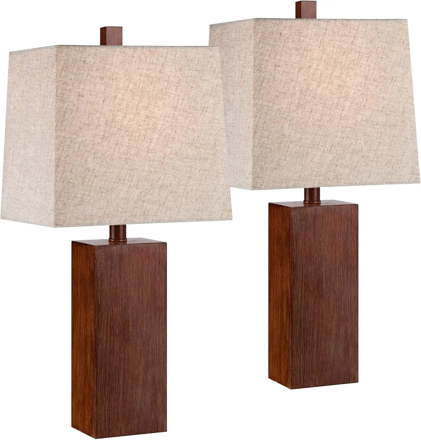 

Lighting Darryl Lamps 23" Tall Faux Wood Rectangular Block Brown Tan Fabric Shade for Bedroom Living Room House Home Beds