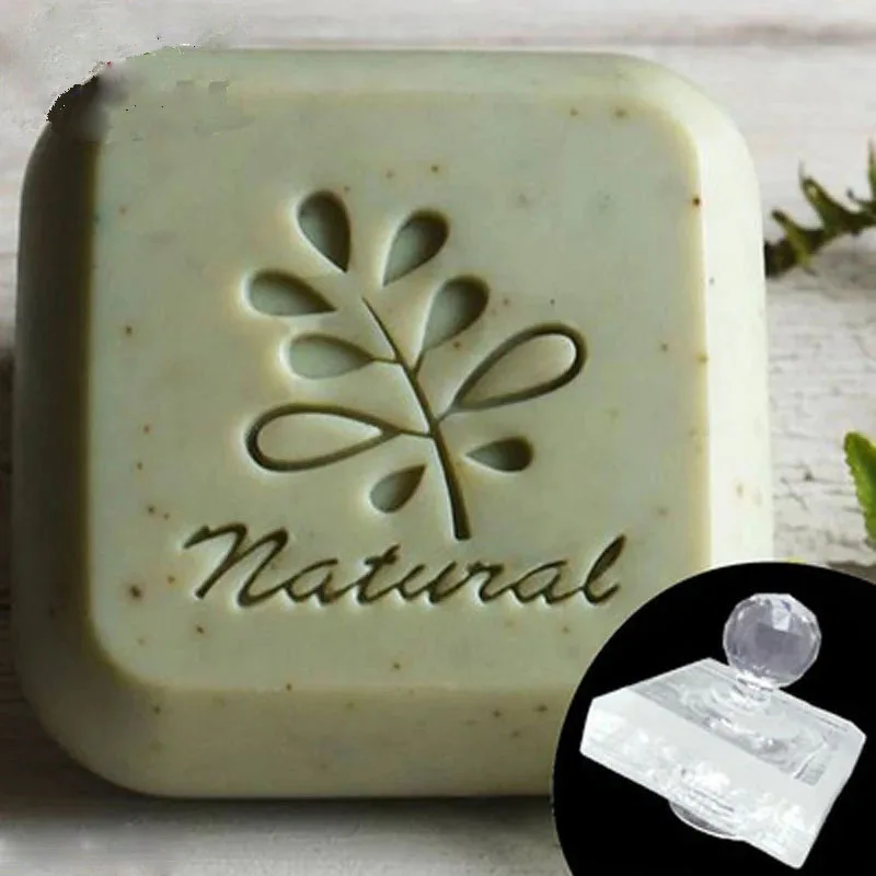 Cute Leaf Pattern Stamp Home Cleaning Natural Seal Acrylic Transparent Imprint Soap Stamp For Handmade Making Chapter