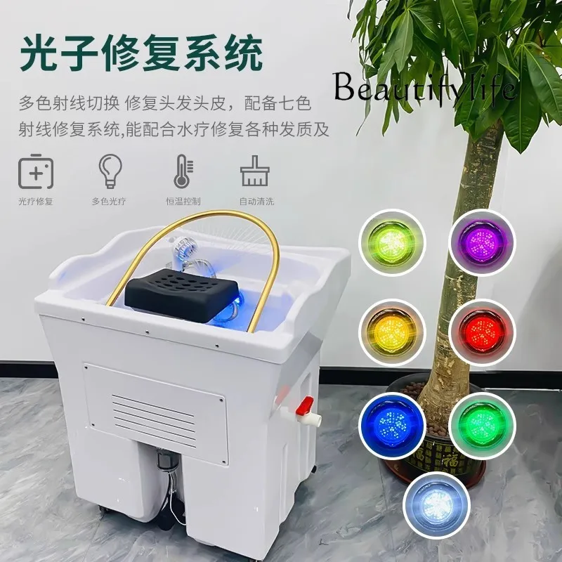 Free connection to water mobile head treatment basin barber shop smart constant temperature water circulation fumigation SPA