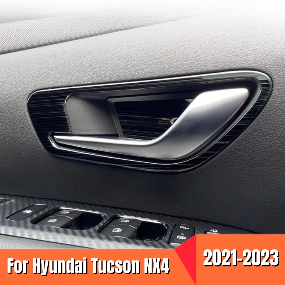 

For Hyundai Tucson NX4 2021 2022 2023 Hybrid N Line Car Inner Door Handle Bowl Trims Frame Cover Stainless Steel Accessories