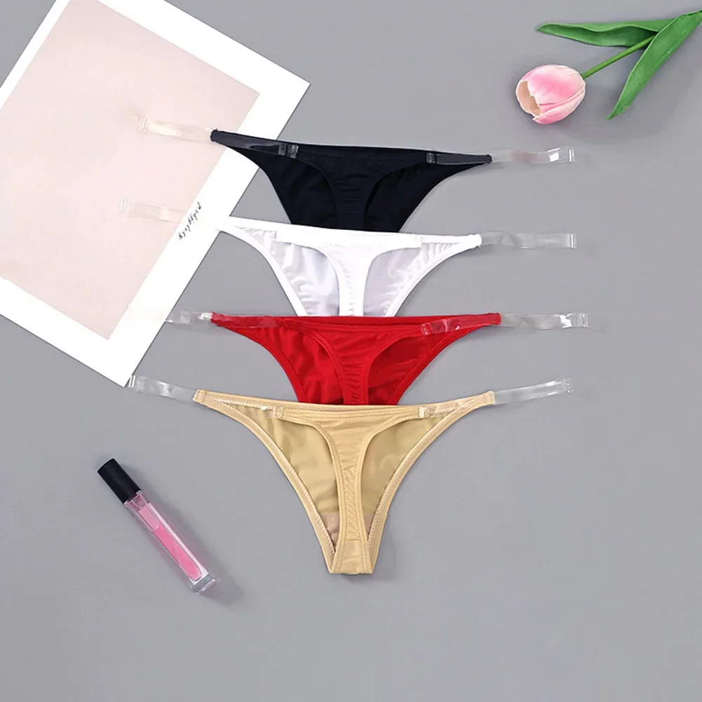 

Womens T-String Sexy Underwear Hot Invisible Transparent Low Waist Solid Lingerie Thongs Breathable Underpants Ultra-Thin T-Back