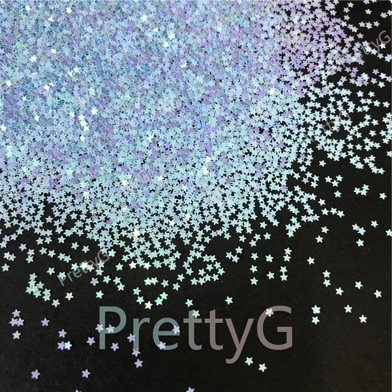 PrettyG 1mm Stars brokat kształty opalowe paznokcie holograficzne cekiny opalizujące brokatowe materiały do ozdoby do paznokci DIY paznokci