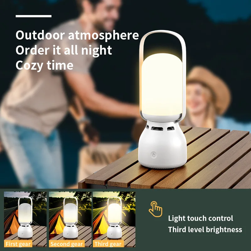 Draagbare Bluetooth-luidspreker Touch-nachtlampje, LED oplaadbare tafellampen, dimbare RGB-verlichting voor cadeau kamperen zomerfeest