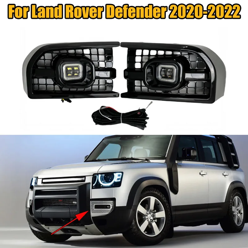 

Car LED Fog Lights Kit Daytime Running Light Fog Lamp Cover With Harness For Land Rover Defender 2020 2021 2022 Car Accessories