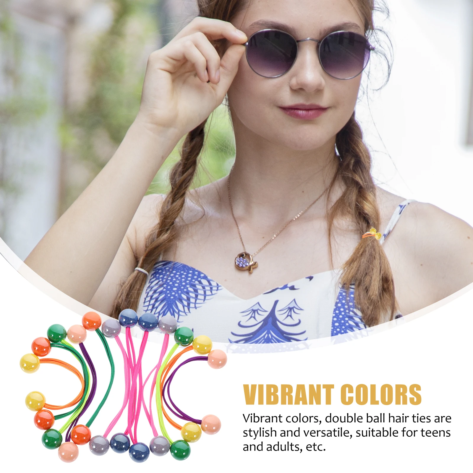 

12Pcs Candy Color Hair Ties Double Ball Elastic Ponytail Holders Hair Accessories for Women Teens Versatile Daily Use